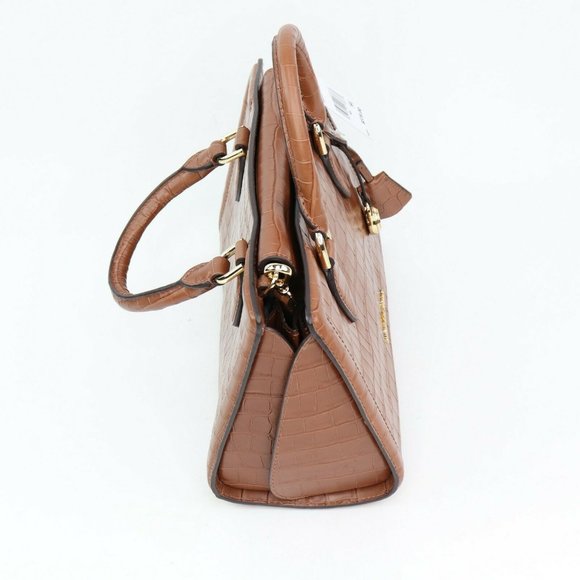 Michael Kors Zoe Medium Embossed Leather Satchel Chestnut - Picture 4 of 9